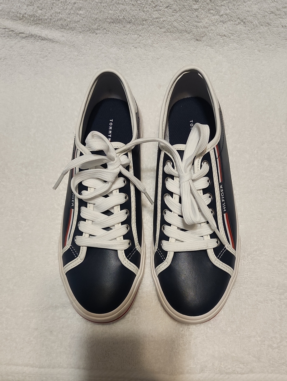 Tommy Hilfiger Navy, White and Red Women's Low-Top Sneakers